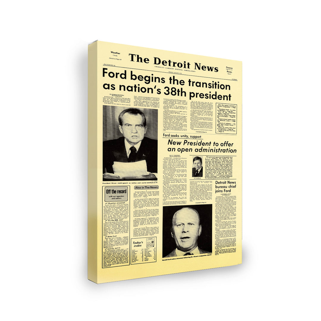 Gallery Wrapped Canvas- Front Pages- Ford Begins The Transition As Nation's 38th President