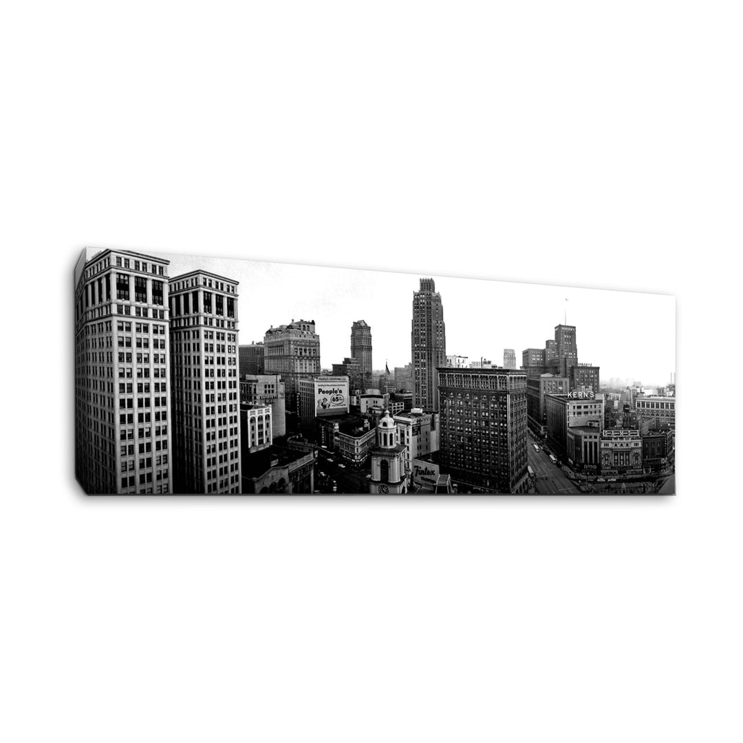 Gallery Wrapped Canvas- Detroit Skyline- Downtown Detroit with the KernÕs and J.L. Hudson buildings down Woodward Avenue