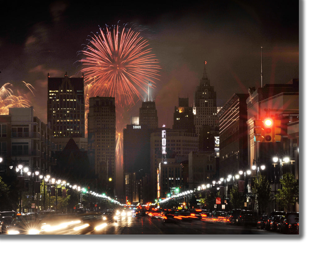 CANVAS PRINTS - DETROIT WOODWARD AVE FIREWORKS