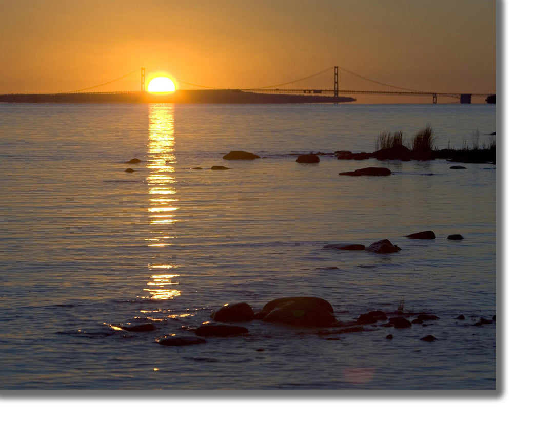 CANVAS PRINTS - MICHIGAN SUNRISE OVER MACKINAC BRIDGE