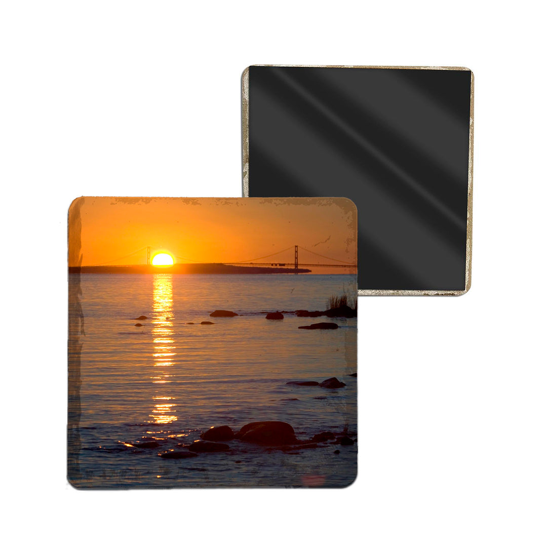 Stone Coasters - MICHIGAN SUNRISE OVER MACKINAC BRIDGE