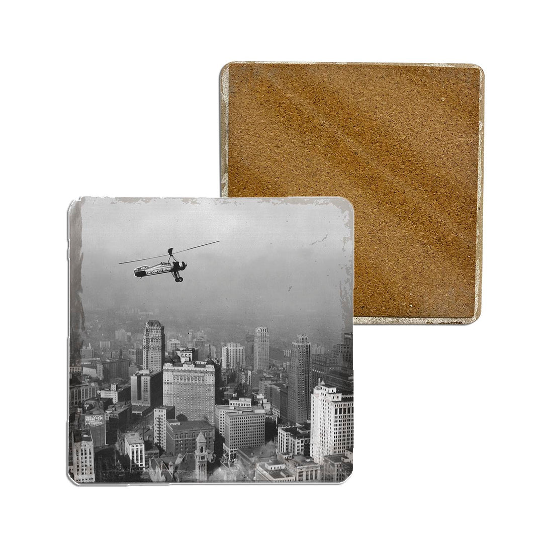 Stone Coasters - AERIAL VIEW OF DETROIT SKYLINE