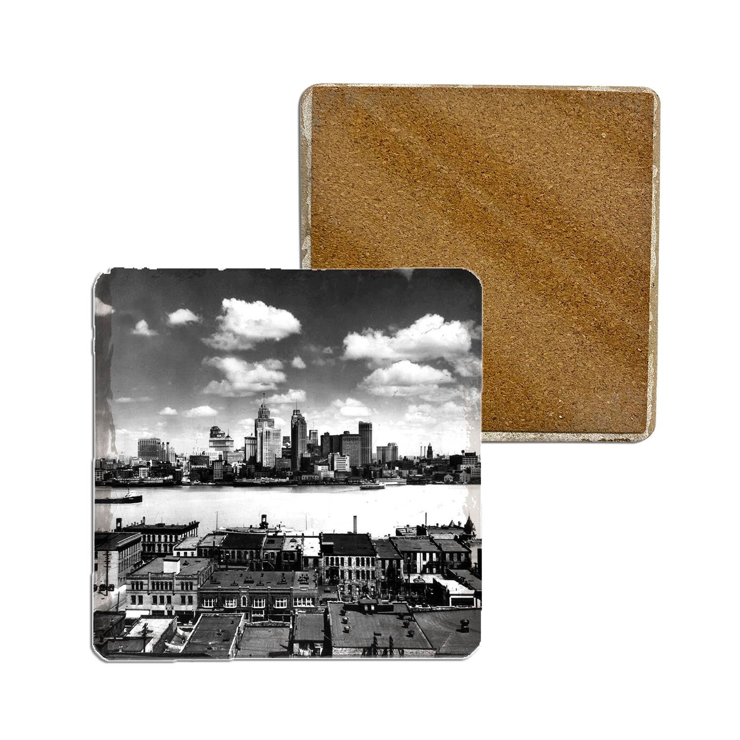 Stone Coasters - DETROIT VIEW FROM WINDSOR – Detroit News Photography