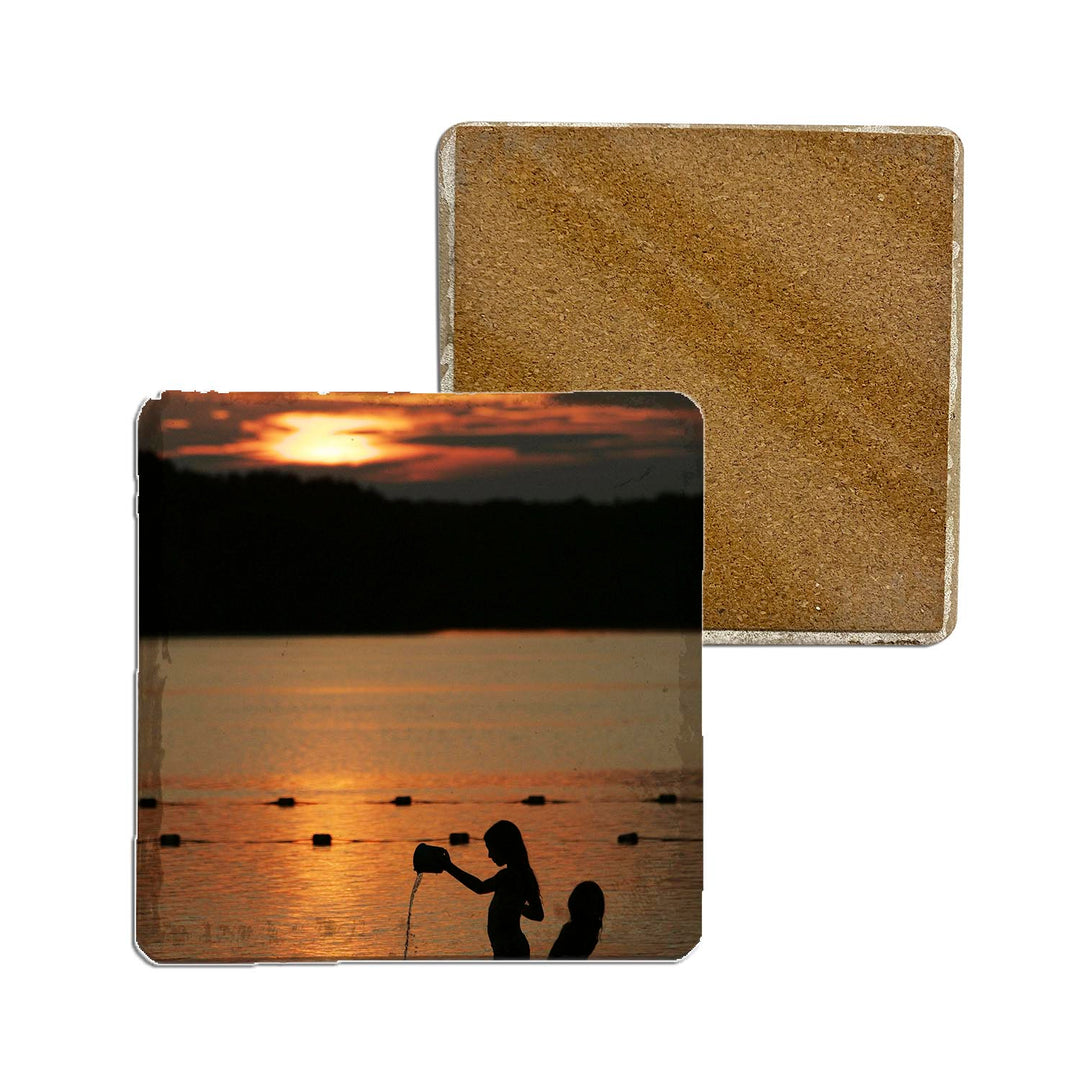 Stone Coasters - MICHIGAN SUNSET ON BEACH