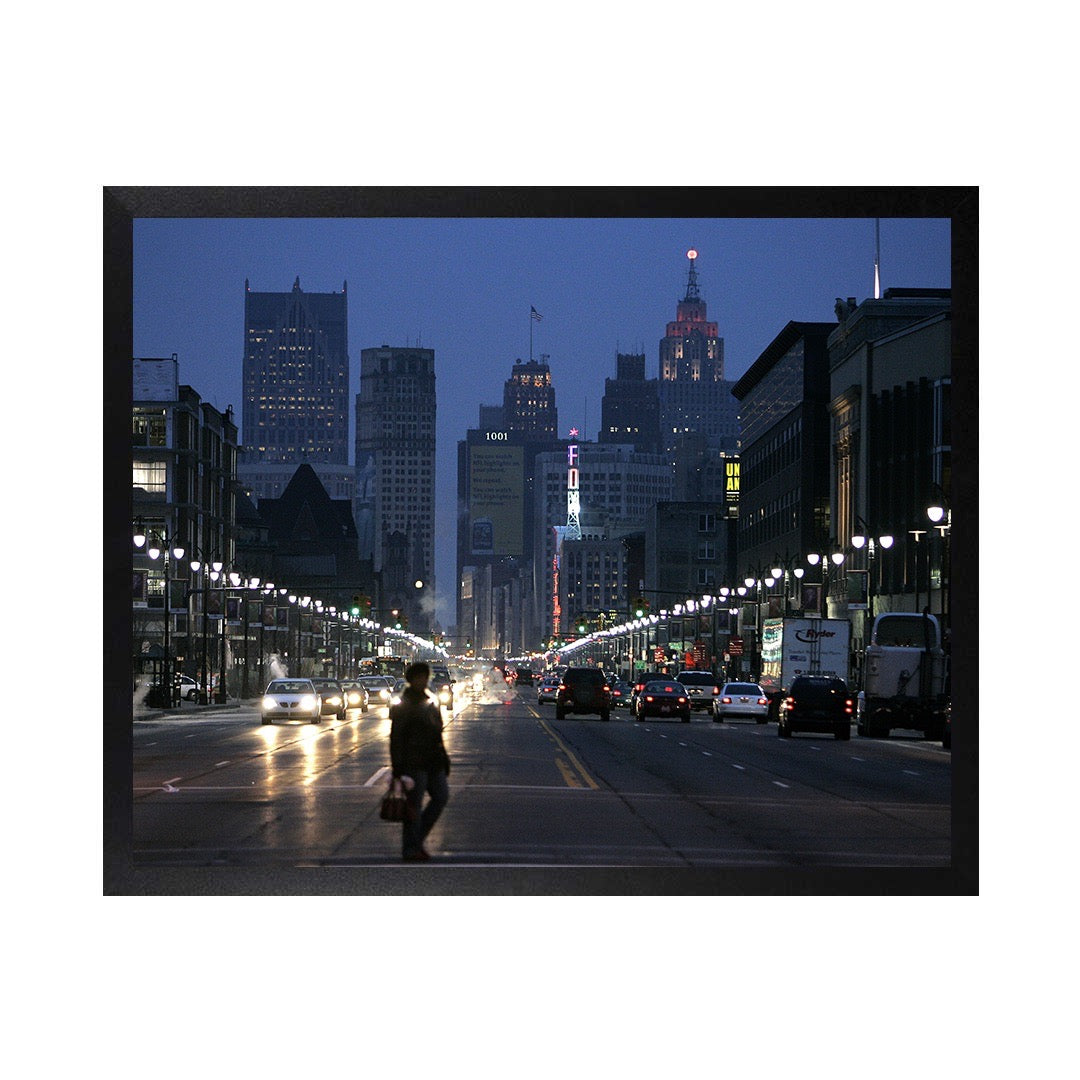 Framed Canvas Photos - DETROIT WOODWARD AVE