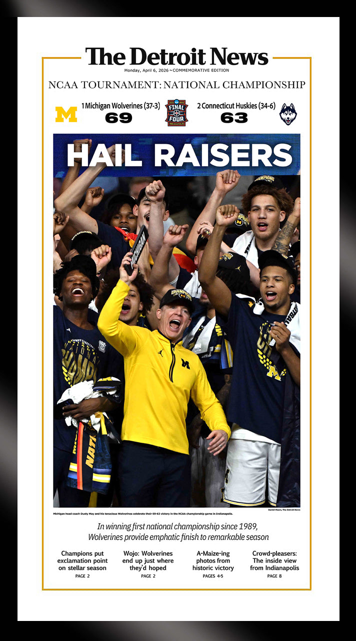 FRAMED CANVAS - University of Michigan NCAA Championship - April 6 2026 - Hail Raisers