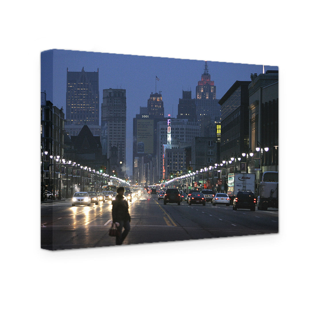 GALLERY WRAPPED CANVAS -  DETROIT WOODWARD AVE