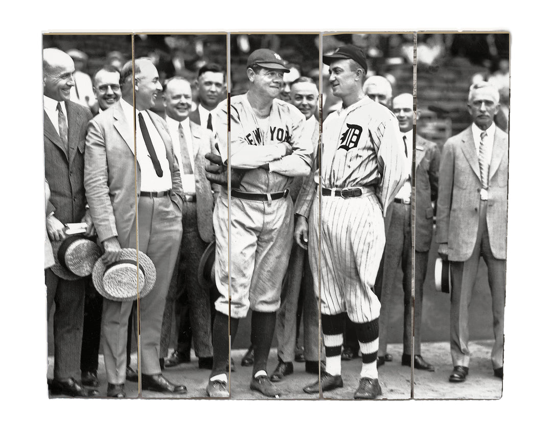 Babe Ruth 1934 PALLET WOOD - BABE RUTH & TY COBB 1934 – Detroit News Photography