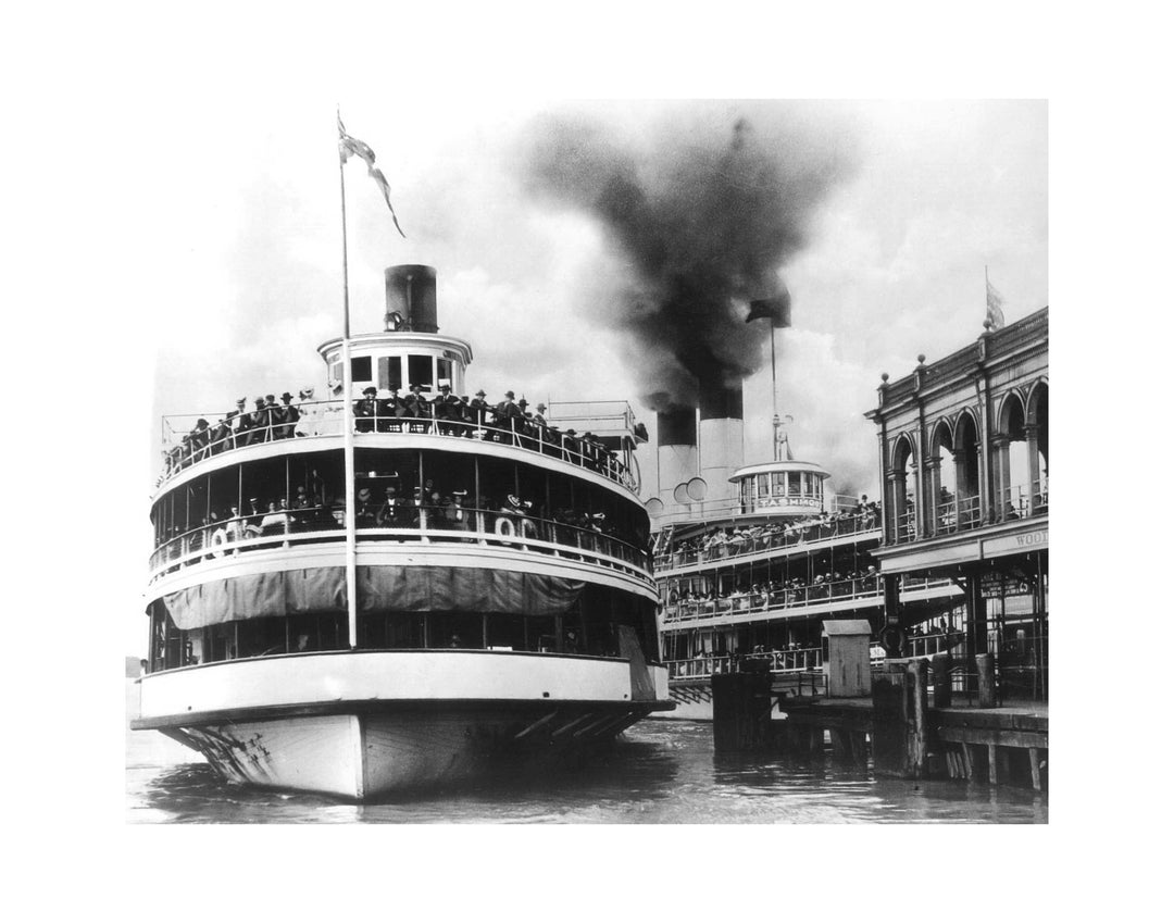 PHOTO PRINTS - DETROIT RIVERFRONT BOB-LO BOAT COLUMBIA 1900