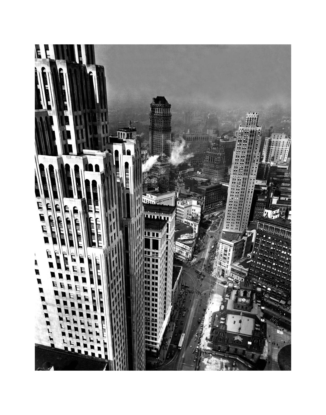 PHOTO PRINTS - DETROIT AERIAL SKYLINE VIEW