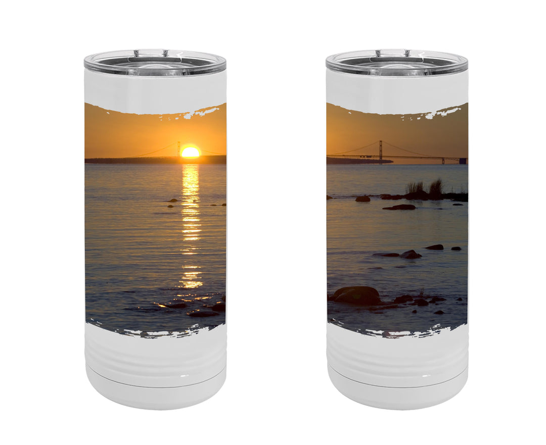 SKINNY TUMBLER 22oz - MICHIGAN SUNRISE OVER MACKINAC BRIDGE