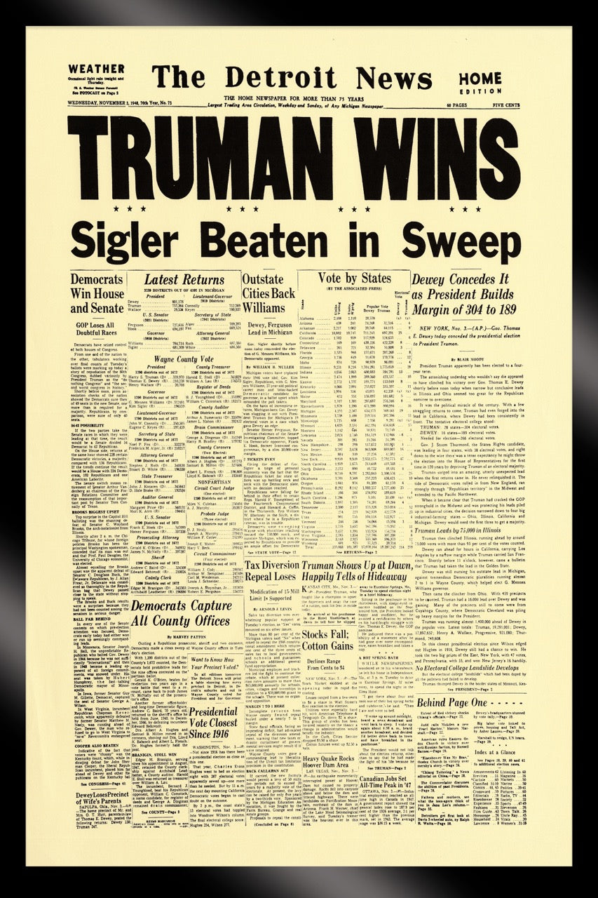 FRAMED- Front Pages- Truman WIns