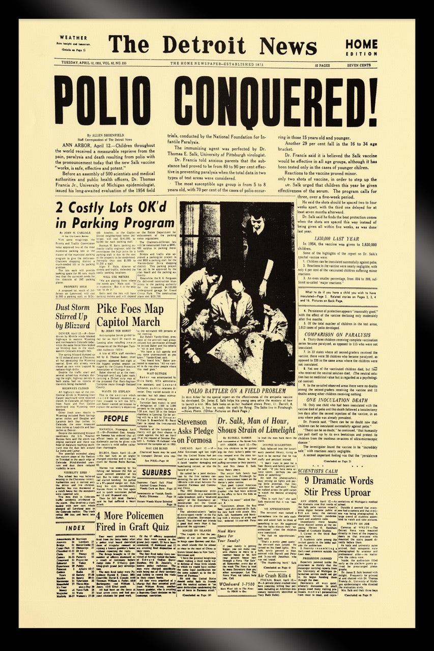 FRAMED- Front Pages- Polio Conquered