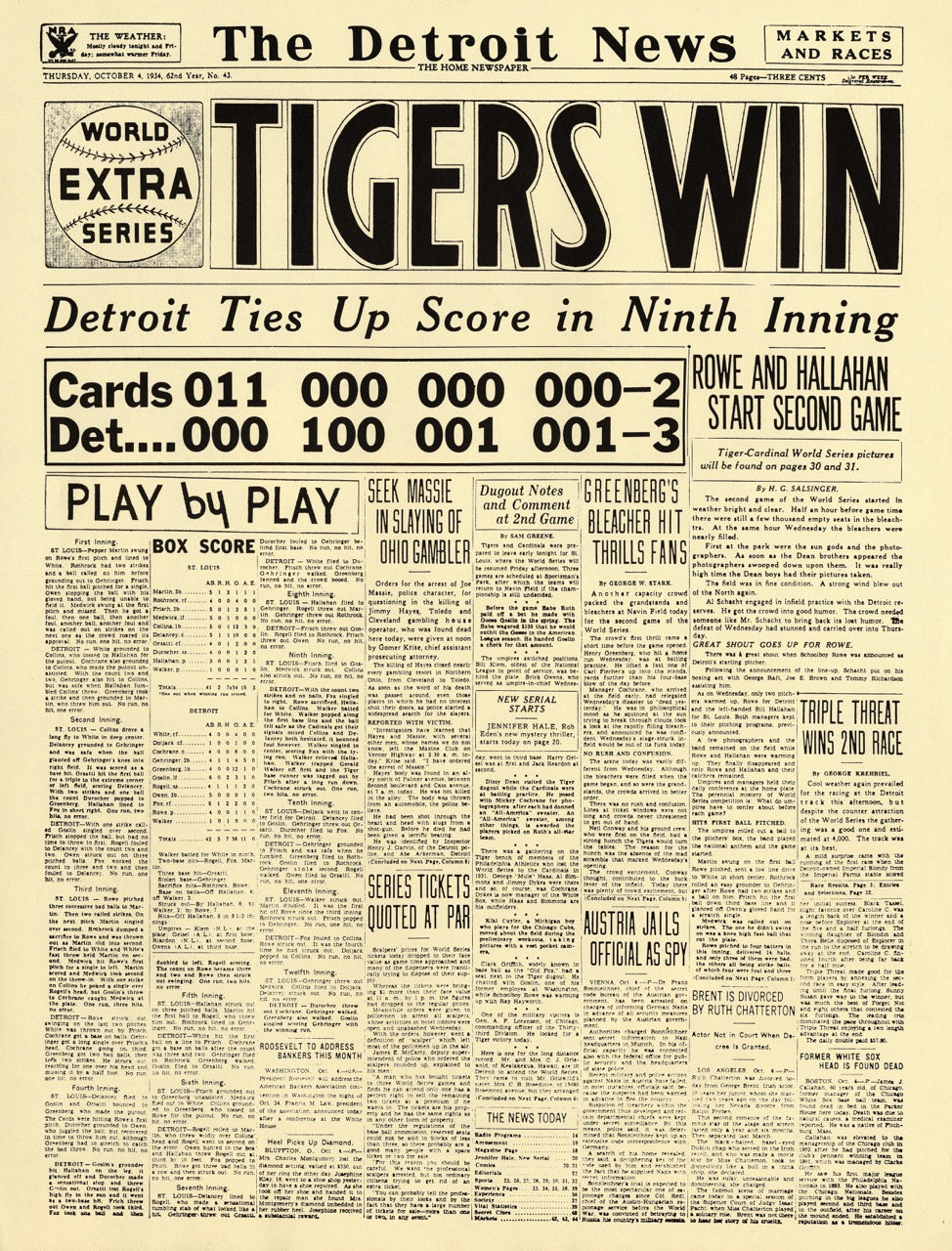 Front Pages- Tigers Win