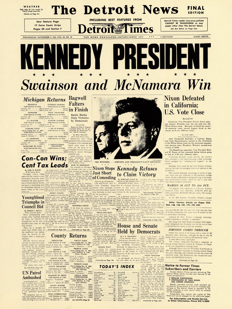 Front Pages- Kennedy President