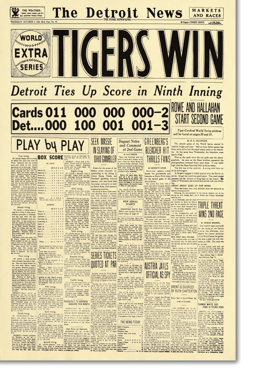 CANVAS Front Pages- Tigers Win