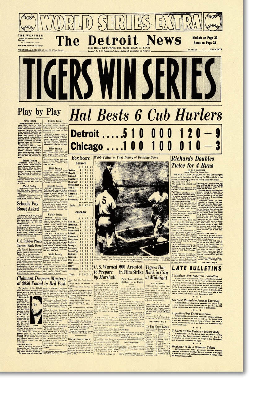 CANVAS Front Pages- Tigers Win Series