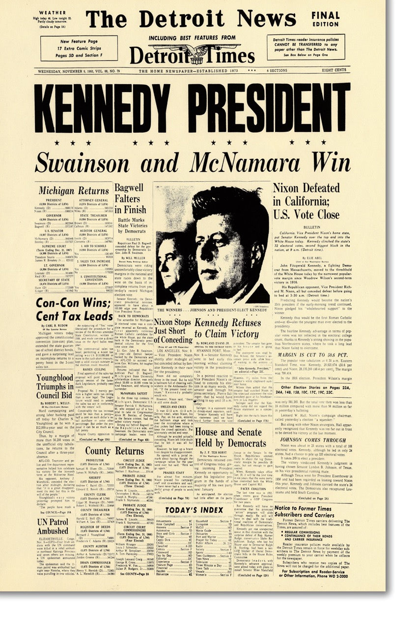 CANVAS Front Pages- Kennedy President