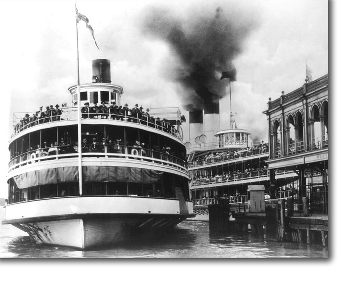 CANVAS PRINTS - DETROIT RIVERFRONT BOB-LO BOAT COLUMBIA 1900